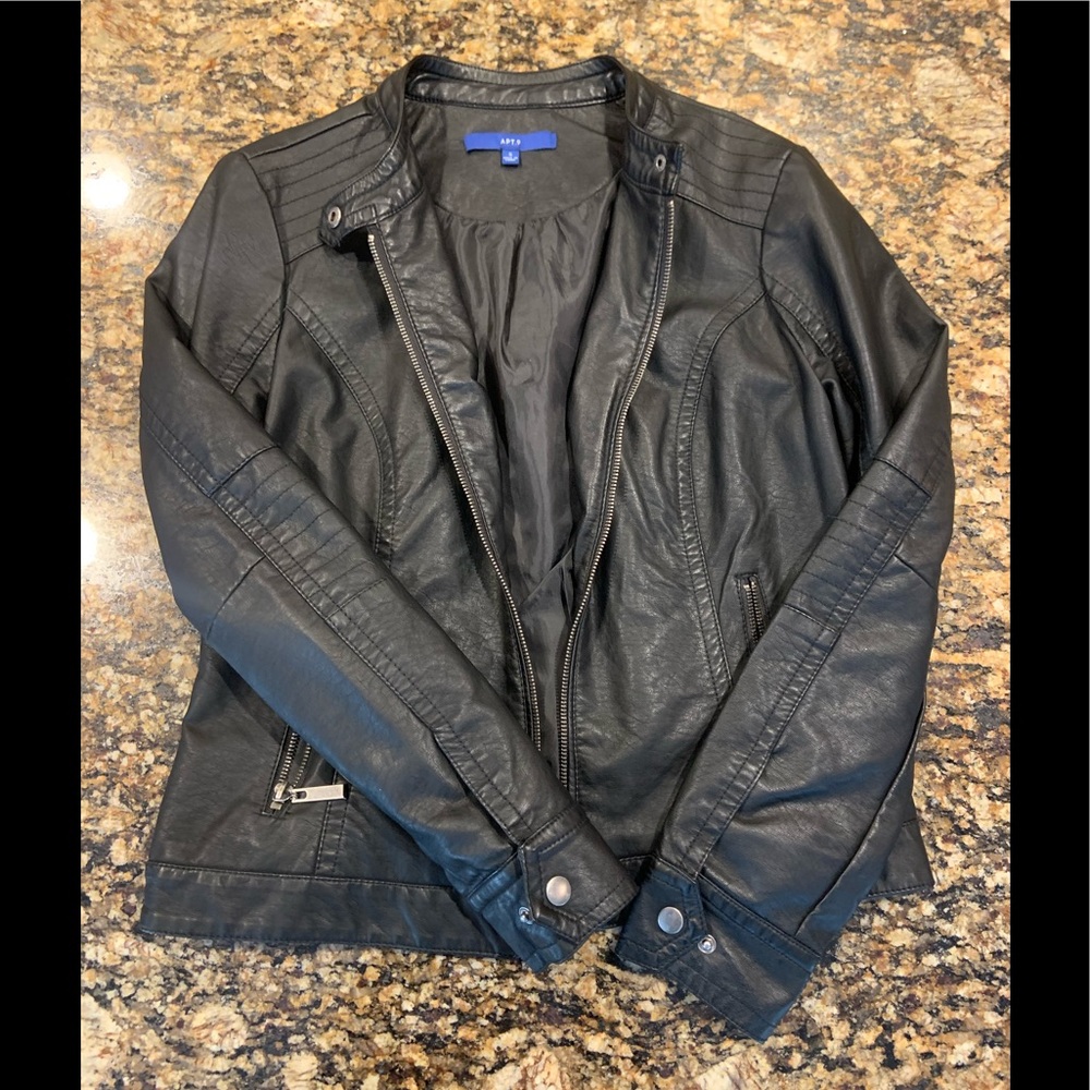 Women's Faux-Leather Moto Jacket, Small, Black